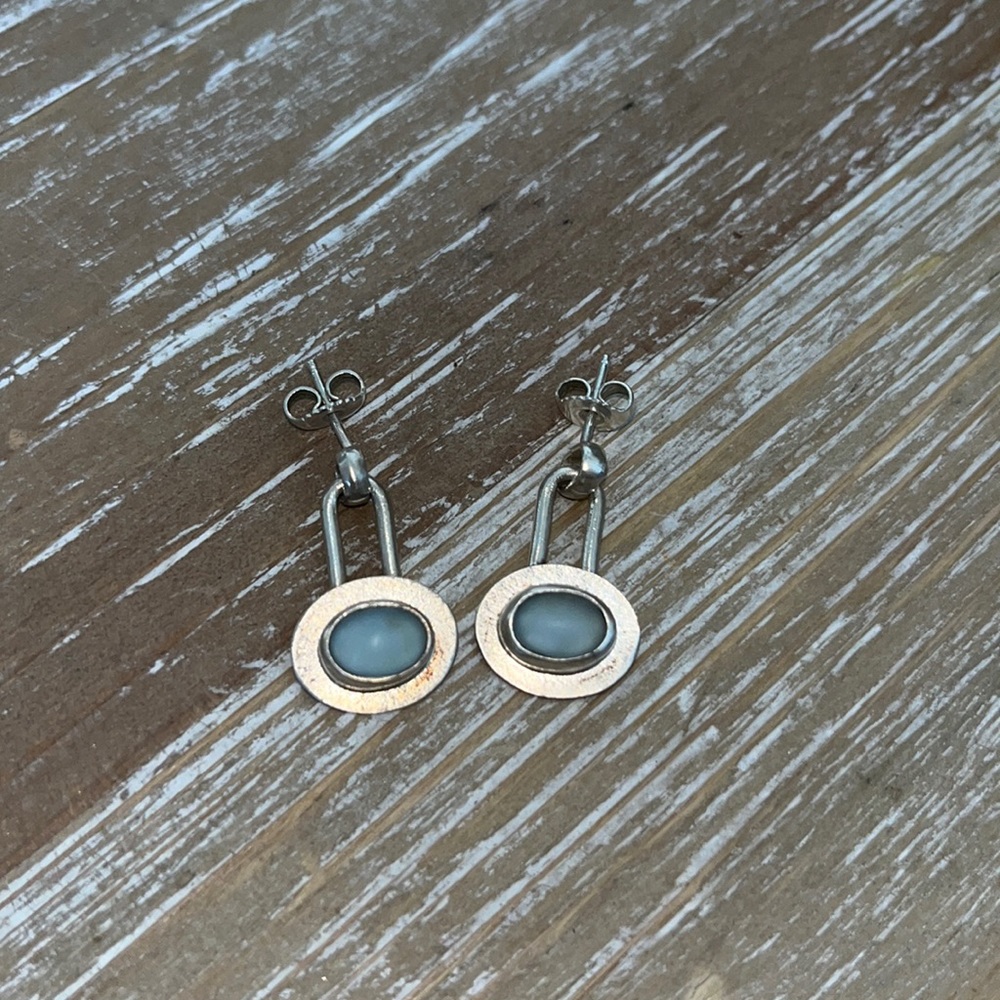 Sterling Silver Amy Faust Vintage Glass Earrings - Picture 2 of 5